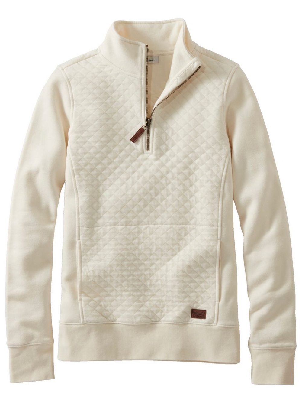 L.L. Bean Cream Quilted Quarter-Zip Pullover